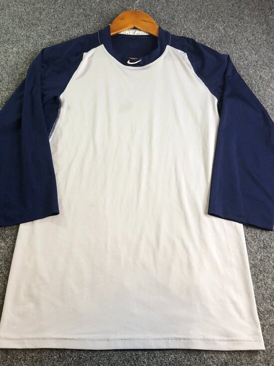 Nike Other - Nike Pro Shirt Mens Small White Blue Baseball MLB Compression Fitted Raglan
